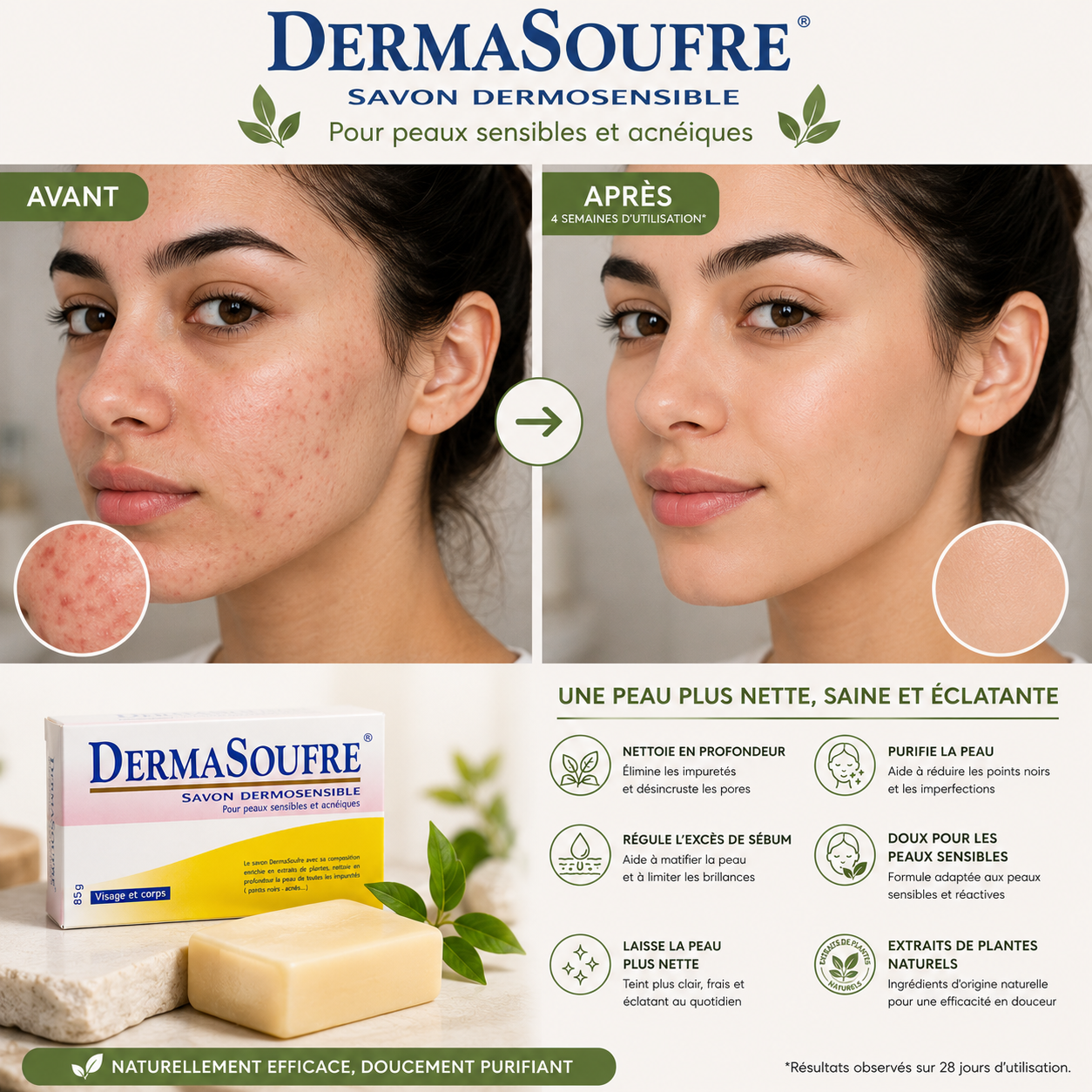 Savon Dermasoufre pour peaux sensibles et à imperfections