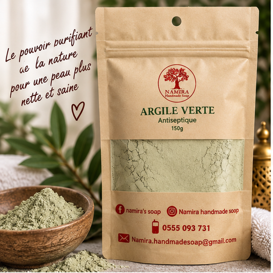 Argile verte Namira 150 g sachet kraft et poudre