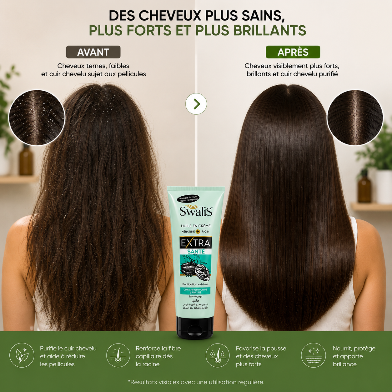 Huile en crème Swalis à la kératine et à l'huile de ricin