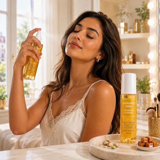 Brume hydratante Pistachio Caramel Garranso Mino parfum gourmand