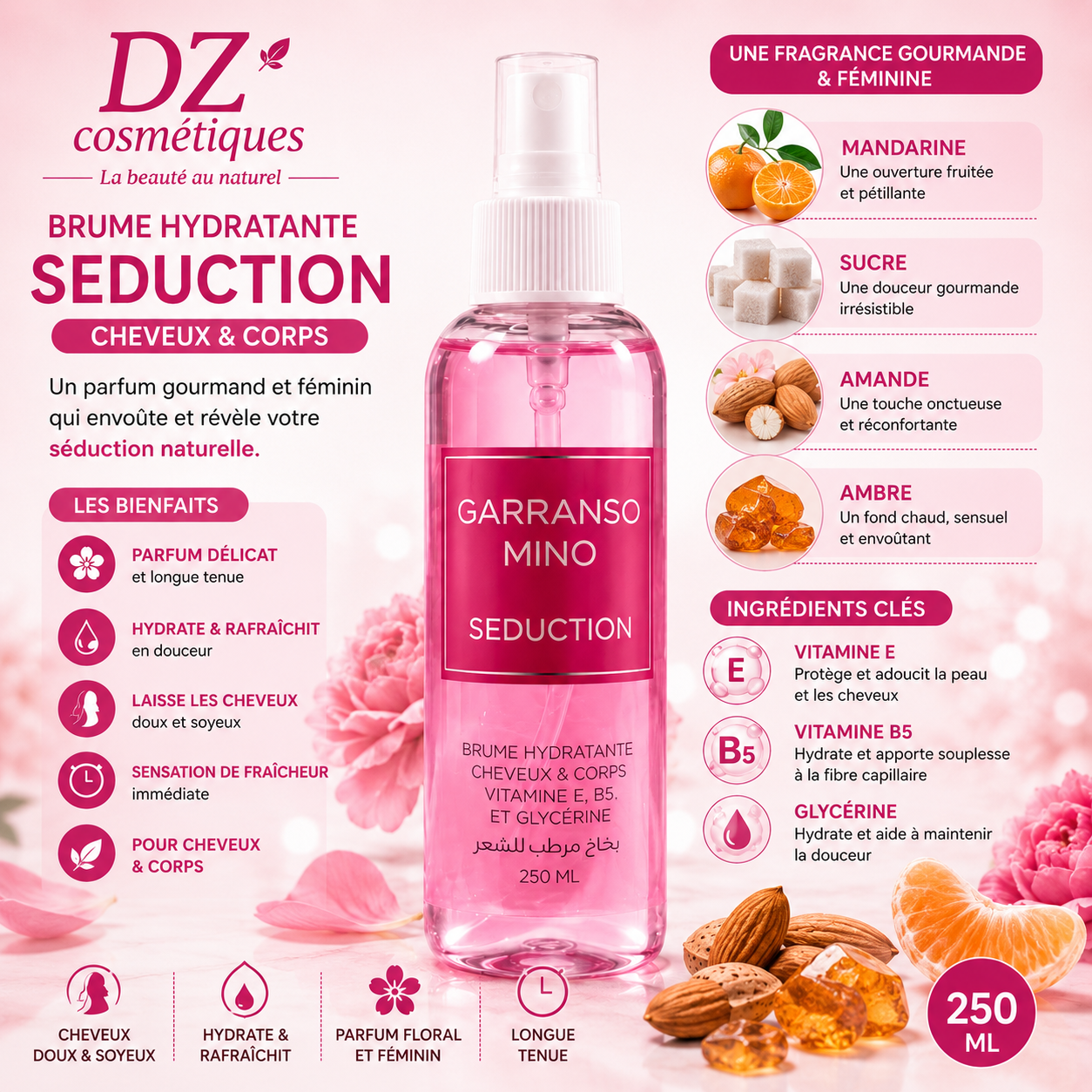 Brume hydratante Séduction Garranso Mino parfum féminin