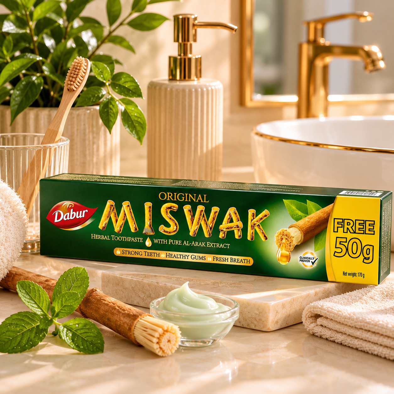 Dentifrice Dabur Miswak à base de miswak pour une hygiène bucco-dentaire naturelle