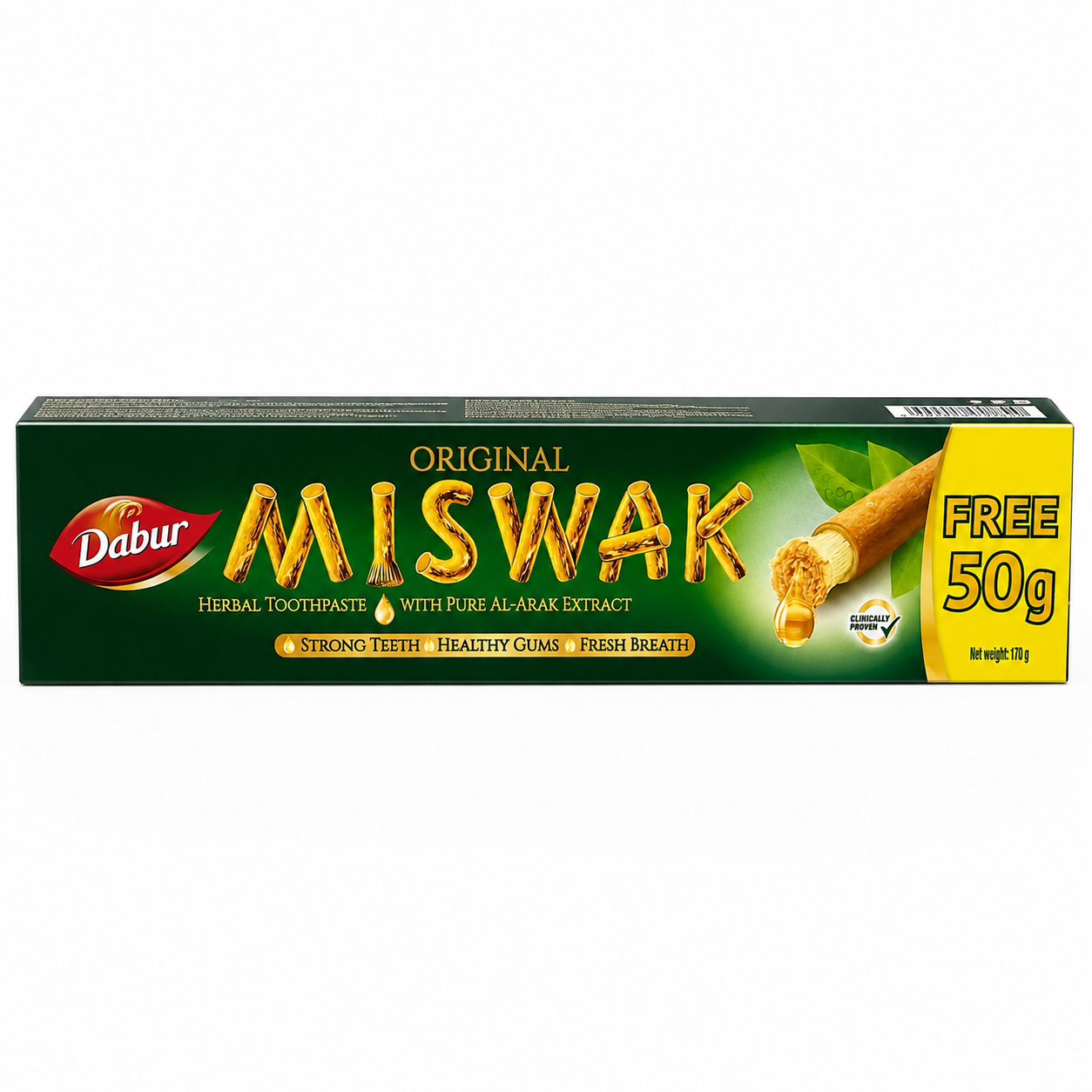 Dentifrice Dabur Miswak à base de miswak pour une hygiène bucco-dentaire naturelle