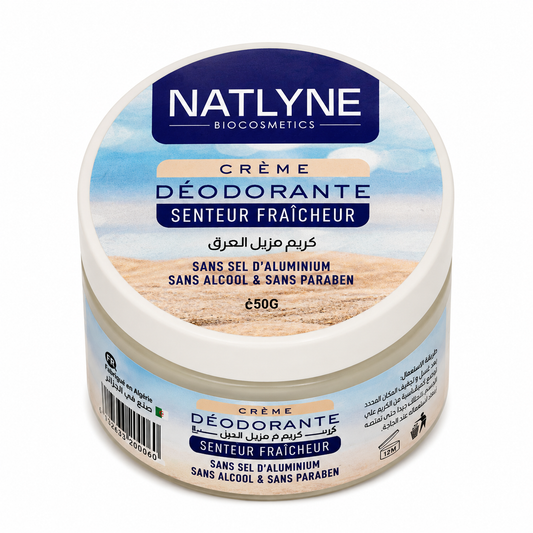 Déodorant crème Natlyne senteur fraîcheur 50g sans alcool, sans paraben et sans sel d'aluminium
