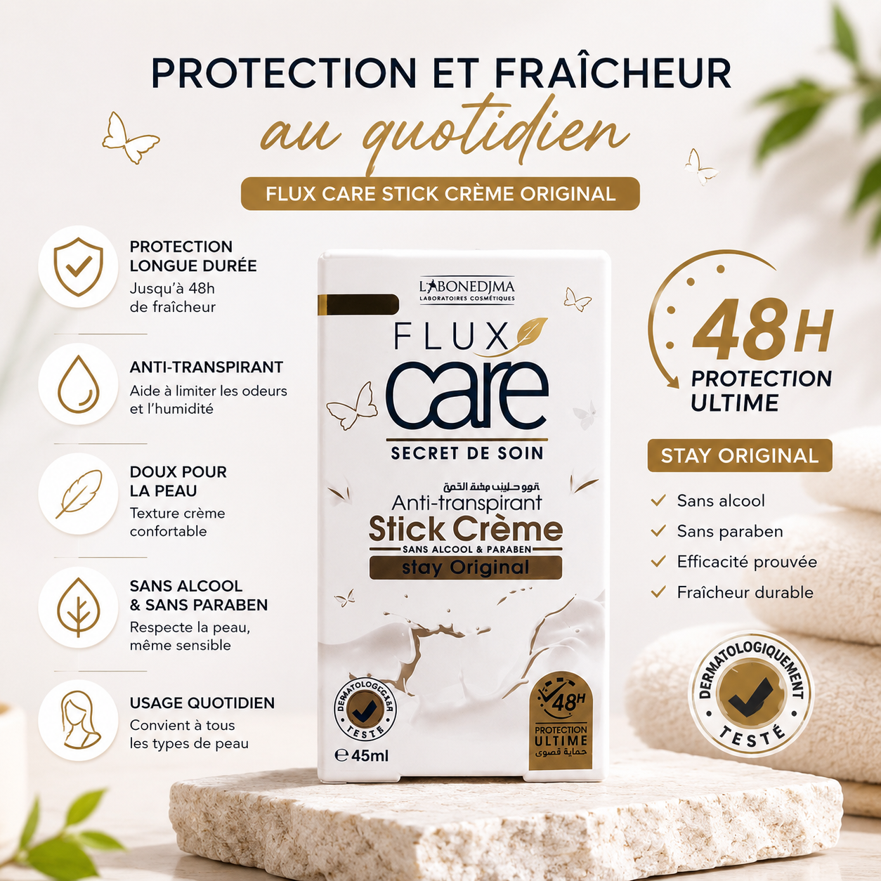 Déodorant crème Flux Care Original 48H protection longue durée
