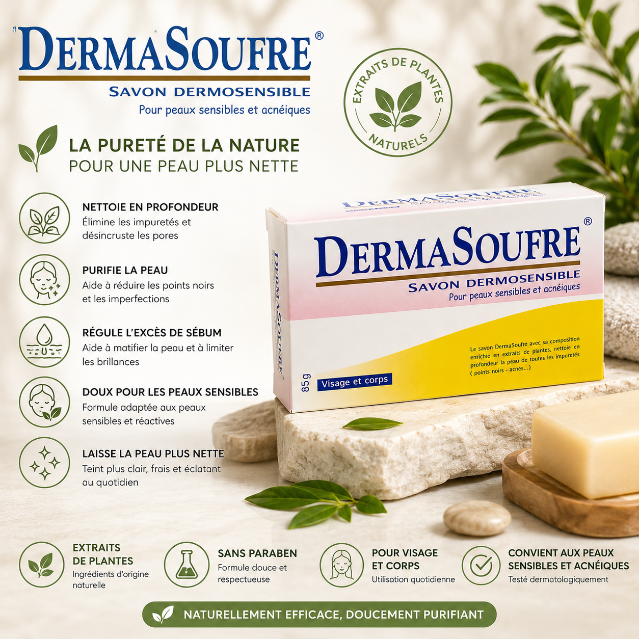 Savon Dermasoufre pour peaux sensibles et à imperfections