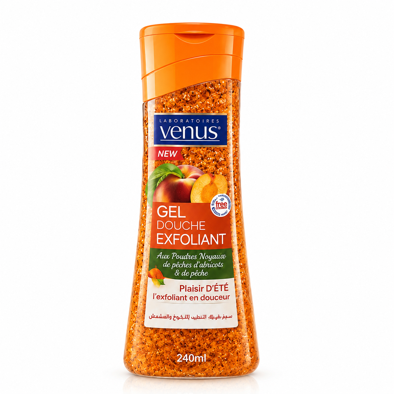 Gel douche exfoliant Vénus pêche et abricot pour une peau douce