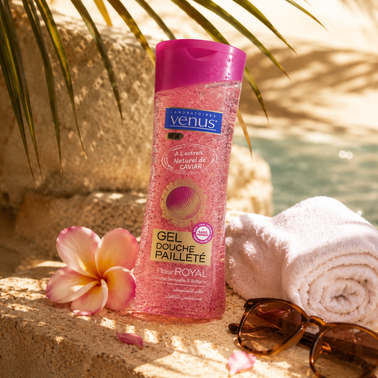 Gel douche pailleté Vénus parfumé pour le corps